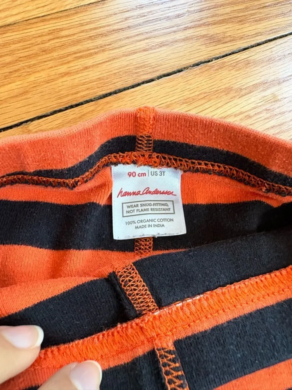 Hanna Andersson Kids Orange and Black Striped Halloween Leggings Pj Pants
